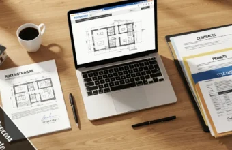 Real estate documents and laptop displaying the LDM Process in Real Estate for efficient property transaction management.