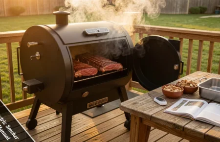 Masterbuilt Electric Smoker Manual OOP1 Manual guide showing assembly setup wood chips and temperature control for BBQ.