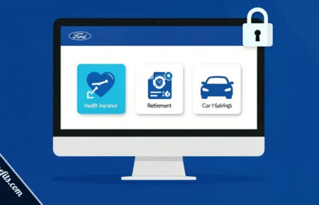 MyFordBenefits.com employee benefits portal showing health and retirement options