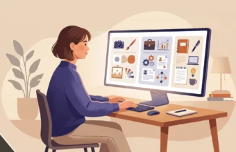 A person managing their digital identity across multiple content panels on a calm, modern platform like Phgasos