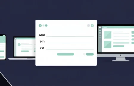 Pxless design concept showing fluid CSS units scaling across multiple screen sizes