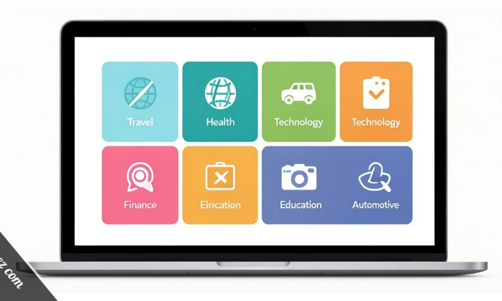 Flagbeez com multi-niche blog platform showing travel health tech and finance categories
