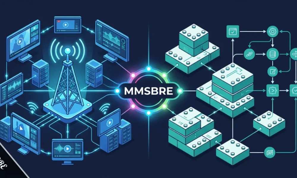 MMSBRE diagram showing media streaming relay and modular business framework side by side