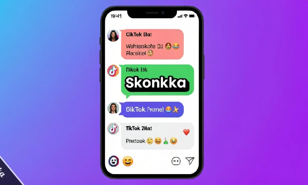 A phone screen showing the word Skonkka in social media comments representing viral slang trending on TikTok