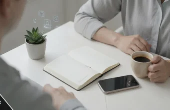 Person working calmly at a desk representing the Thestoogelife approach to sustainable digital creativity
