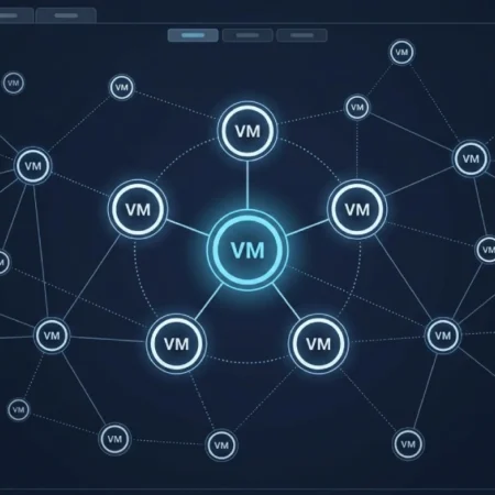 vRealize Infrastructure Navigator dependency map showing connected virtual machines in vSphere