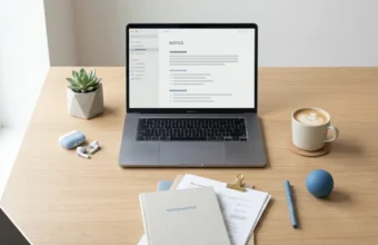 AxelaNote app open on laptop for note-taking and document management