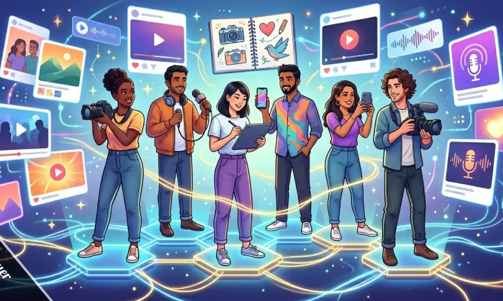 Fans and creators collaborating in a digital network representing Fanquer culture in 2026